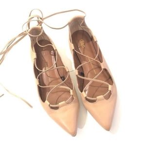 Leather lace up flats